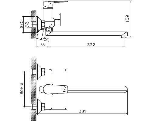 Смеситель для ванны Haiba HB22563 универсальный Хром