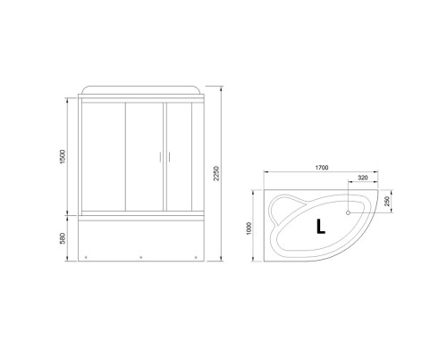 Душевой бокс Royal Bath ALP 170х100 с гидромассажем стекло матовое