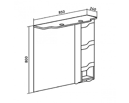 Зеркальный шкаф Runo Стиль 85 00000001116 правый