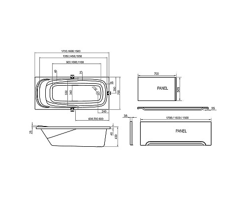 Акриловая ванна Ravak VANDA II CP11000000 160x70 белая