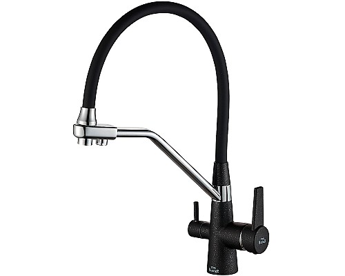 Смеситель для кухни ZorG Steel Hammer SH 903-6 BLACK CR Черный матовый Хром