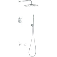 Смеситель встроенный верхний ручной душ и изливом Boheme Uno. Matt White