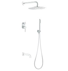 Смеситель встроенный верхний ручной душ и изливом Boheme Uno. Matt White