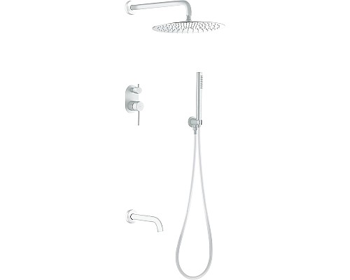 Смеситель встроенный верхний ручной душ и изливом Boheme Uno. Matt White