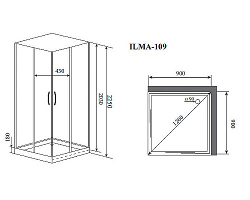 Душевая кабина Timo Premium 90x90 ILMA109 без гидромассажа Душевая кабина Timo Premium 90x90 ILMA109 без гидромассажа