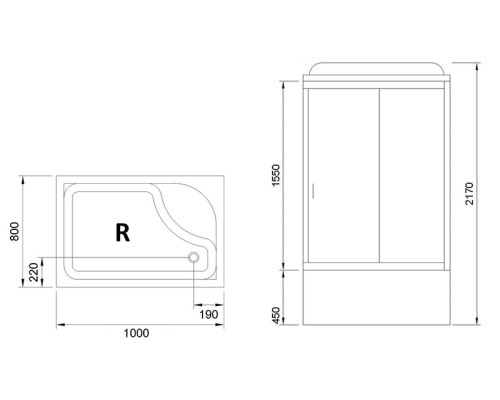 Душевая кабина Royal Bath 100x80 без гидромассажа