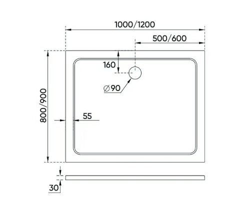 Душевой поддон из искусственного камня Veconi Tezeo 120x80 Белый