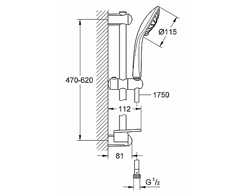 Душевой гарнитур Grohe 27231001 600 мм