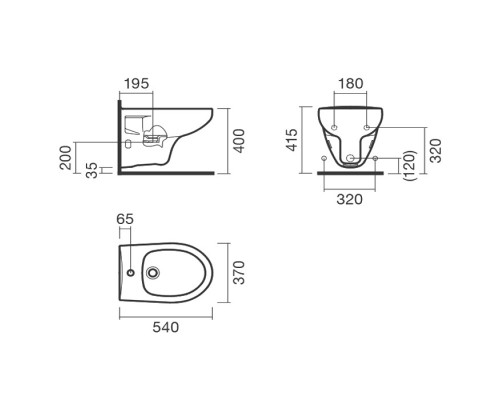 Биде Sanitana Munique S10072734900000 подвесное Белое