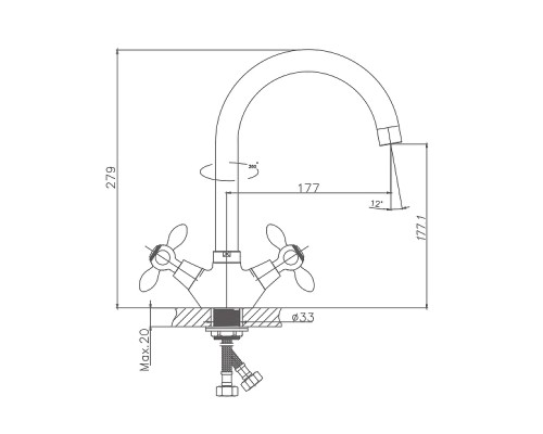 Смеситель для кухни Cron CN4627 Хром