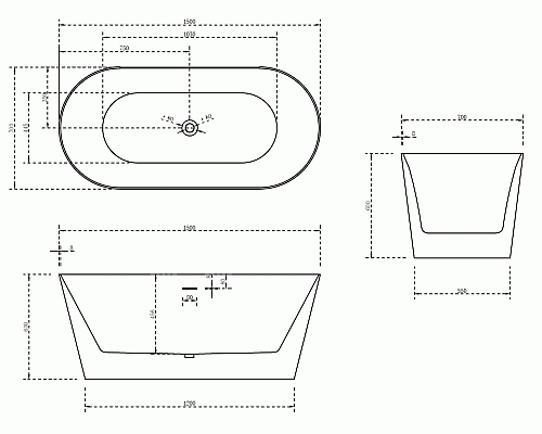 Акриловая ванна Abber AB9222-1.5