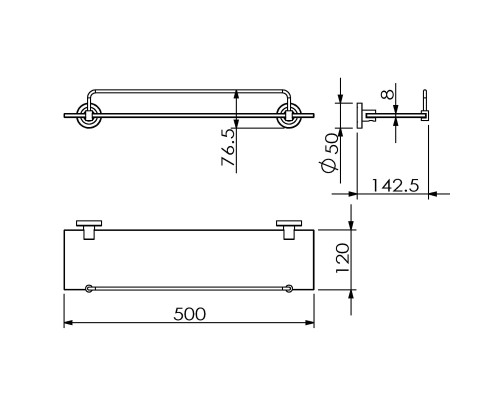 Полка стеклянная прямая 50 см LANGBERGER 11051E