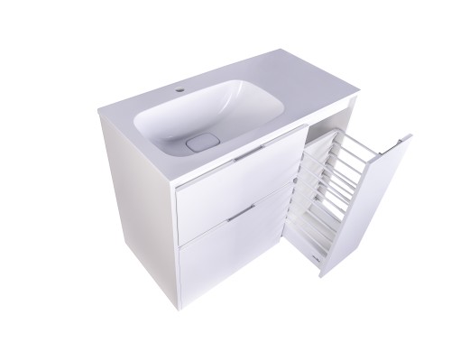 Тумба под раковину напольная Style Line Барселона 90 левая с выкатной корзиной, белая