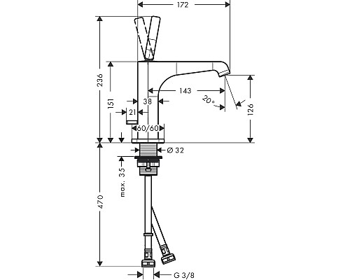 Смеситель для раковины Axor Citterio E 36100340 Шлифованный черный хром