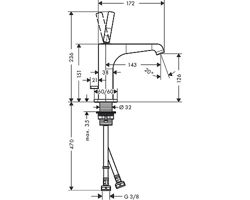 Смеситель для раковины Axor Citterio E 36100340 Шлифованный черный хром