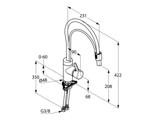 Однорычажный смеситель для кухни Kludi Bingo Star 428590578