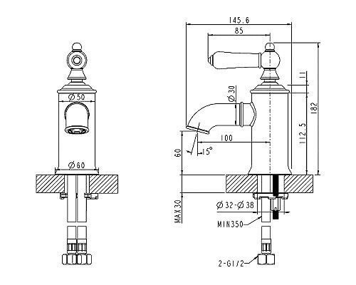 Смеситель для раковины Bravat Art Black F175109BM Черный матовый