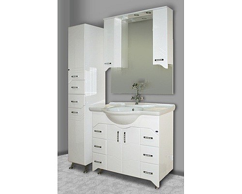 Зеркало со шкафом Bellezza Дрея 105 с подсветкой Белое