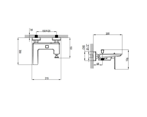Смеситель Bien Lucca для ванны с душем BB01012102