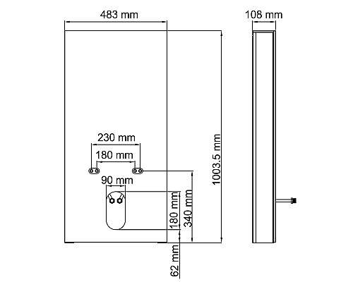 Пристенный модуль системы инсталляции для биде WasserKRAFT Naab 86 86BDT.050.BL