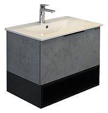 Тумба с раковиной Comforty Франкфурт 60 00-00004332 подвесная Бетон светлый Черная матовая
