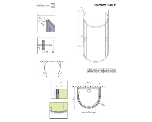 Душевой уголок Radaway Premium Plus P 1900 100x90 Хром