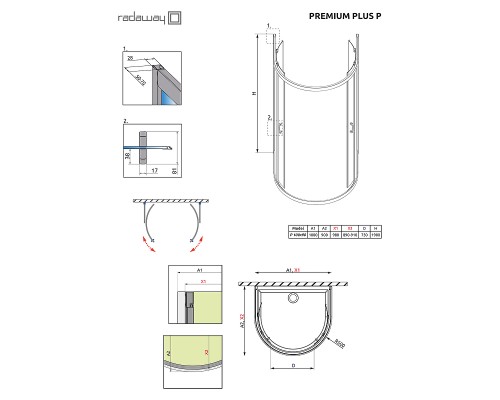 Душевой уголок Radaway Premium Plus P 1900 100x90 Хром