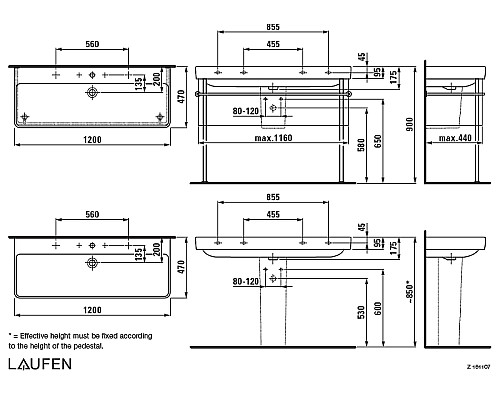 Раковина Laufen Pro S 120 8.1496.5.000.104.1 Белая
