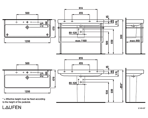 Раковина Laufen Pro S 120 8.1496.5.000.104.1 Белая