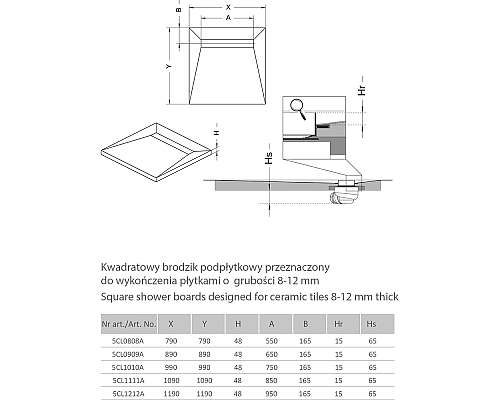 Душевая плита Radaway RadаDrain 99x89 5DLA1009A/5R075R с решеткой Rain