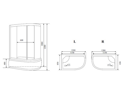 Душевая кабина Timo Lux 120x85 T-7720R с гидромассажем