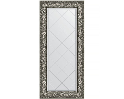Зеркало Evoform Exclusive-G 128х59 BY 4071 с гравировкой в багетной раме - Византия серебро 99 мм