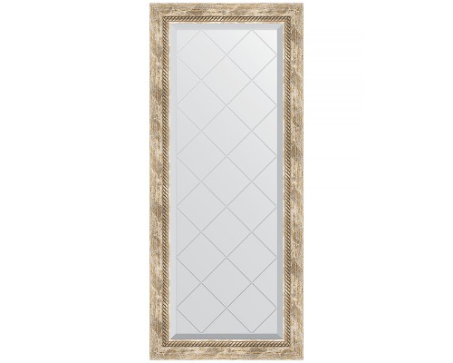 Зеркало Evoform Exclusive-G 123х53 BY 4048 с гравировкой в багетной раме - Прованс с плетением 70 мм