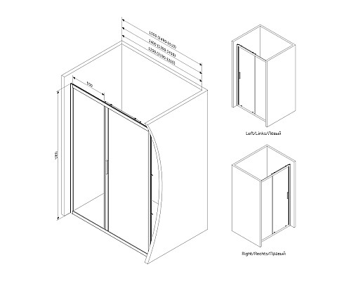 Душевая дверь AM.PM Gem 120 W90G-120-1-195BT профиль Черный матовый стекло прозрачное