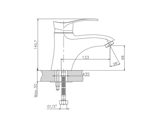 Смеситель для раковины Cron CN1001 Хром