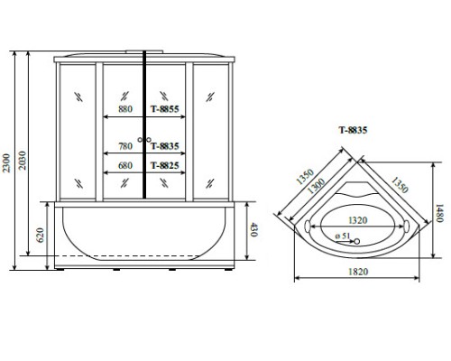 Душевой бокс Timo Comfort 135x135 с гидромассажем