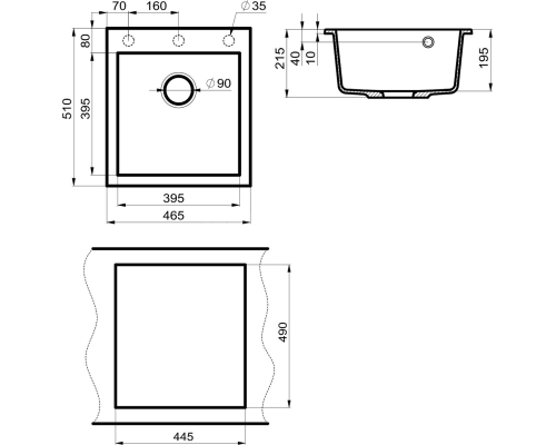 Кухонная мойка Milacio Murcia 46 Cuarzo MC.77031 Черная матовая