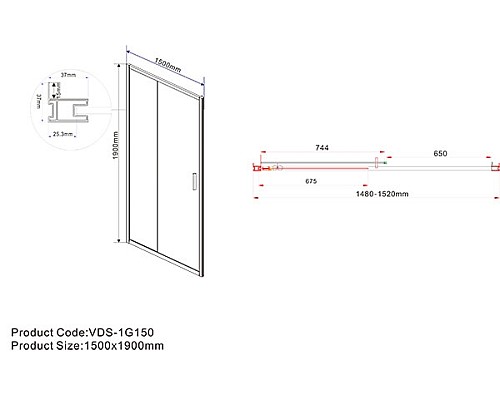 Душевая дверь Vincea Garda 150 VDS-1G150CH профиль Хром стекло шиншилла