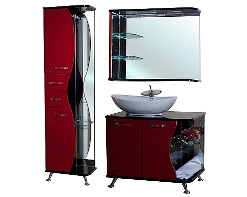 Шкаф пенал Bellezza Рио 50 L 4623606022212 Черный Красный