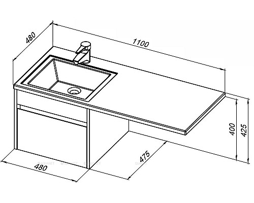 Тумба под раковину Aquanet Токио 110 236915 подвесная Белая
