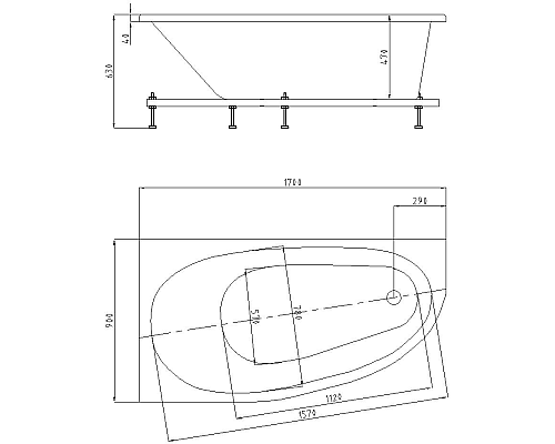 Акриловая ванна Aquatek Eco-friendly Дива 170х90 R DIV170-0000003