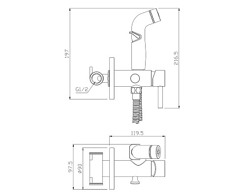 Гигиенический душ со смесителем Olive's Balear 13142BL Хром