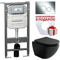 Комплект унитаза с инсталляцией Ceramica Nova Metropol CN4002MB_1001CH_1000 с сиденьем Микролифт и клавишей смыва