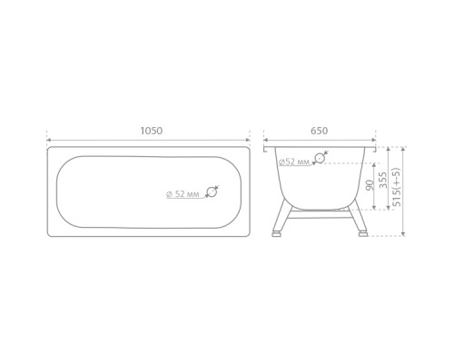 Стальная ванна ВИЗ Antica A-10901 105х65 без антискользящего покрытия