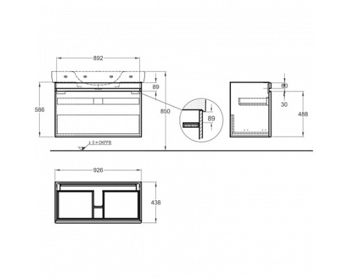 Тумба под раковину Geberit Renova Plan 92 см 869100000