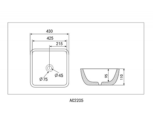 Раковина накладная ABBER Rechteck AC2205 белая