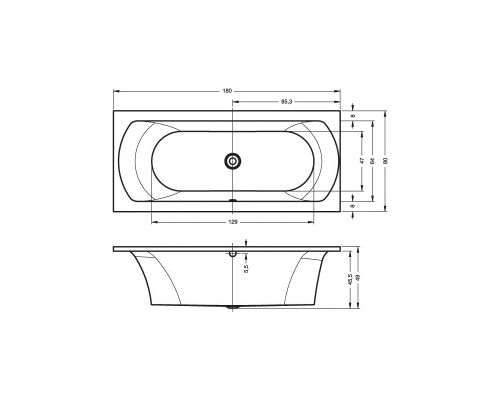 Прямоугольная ванна Riho Lima 180x80 R BB4600500000000