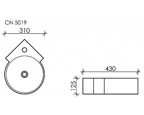 Умывальник подвесной угловой Ceramica Nova Element 310x430 CN5019