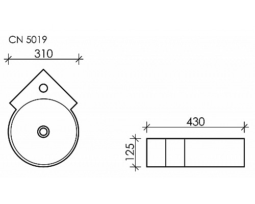 Умывальник подвесной угловой Ceramica Nova Element 310x430 CN5019