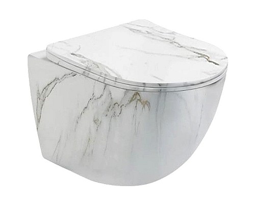 Унитаз SantiLine SL-5005MRB подвесной Белый мрамор с сиденьем Микролифт